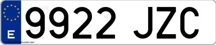Ejemplo de matrícula española 9922 JZC