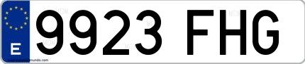Ejemplo de matrícula española 9923 FHG