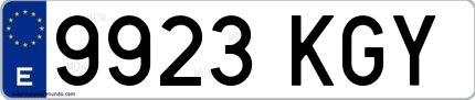 Ejemplo de matrícula española 9923 KGY