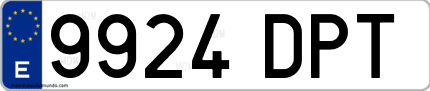Ejemplo de matrícula de coche ordinaria 9924 DPT
