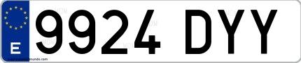 Ejemplo de matrícula española 9924 DYY