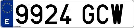 Ejemplo de matrícula española 9924 GCW
