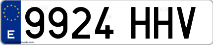 Ejemplo de matrícula de coche ordinaria 9924 HHV