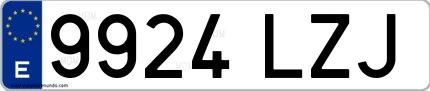 Ejemplo de matrícula española 9924 LZJ