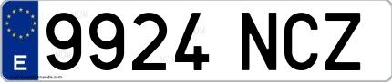 Ejemplo de matrícula española 9924 NCZ