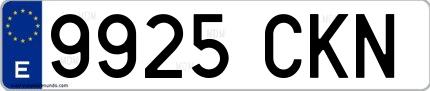 Ejemplo de matrícula española 9925 CKN