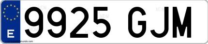 Ejemplo de matrícula española 9925 GJM