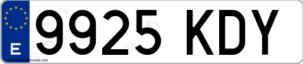 Ejemplo de matrícula de coche ordinaria 9925 KDY