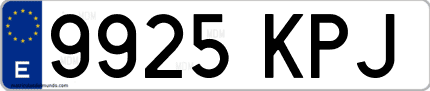 Ejemplo de matrícula de coche ordinaria 9925 KPJ
