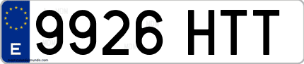 Ejemplo de matrícula de coche ordinaria 9926 HTT