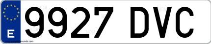 Ejemplo de matrícula española 9927 DVC