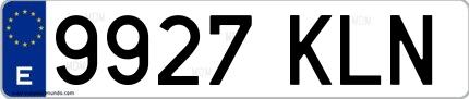 Ejemplo de matrícula española 9927 KLN