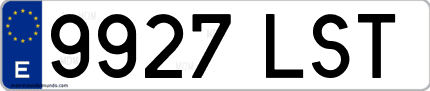 Ejemplo de matrícula de coche ordinaria 9927 LST