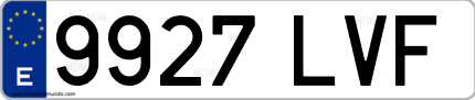 Ejemplo de matrícula de coche ordinaria 9927 LVF