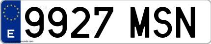 Ejemplo de matrícula española 9927 MSN