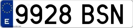 Ejemplo de matrícula española 9928 BSN