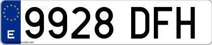 Ejemplo de matrícula española 9928 DFH