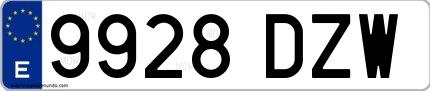 Ejemplo de matrícula española 9928 DZW