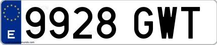 Ejemplo de matrícula española 9928 GWT