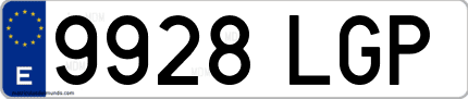 Ejemplo de matrícula de coche ordinaria 9928 LGP