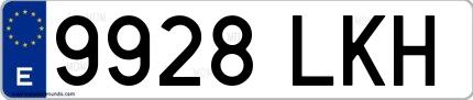 Ejemplo de matrícula española 9928 LKH