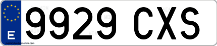 Ejemplo de matrícula de coche ordinaria 9929 CXS