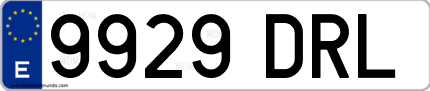 Ejemplo de matrícula de coche ordinaria 9929 DRL