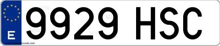 Ejemplo de matrícula española 9929 HSC