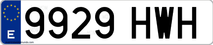 Ejemplo de matrícula de coche ordinaria 9929 HWH