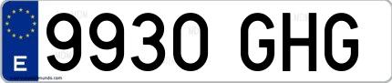 Ejemplo de matrícula española 9930 GHG