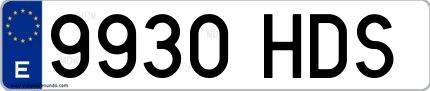 Ejemplo de matrícula española 9930 HDS