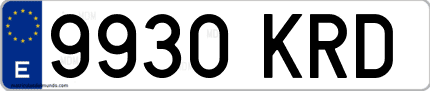 Ejemplo de matrícula de coche ordinaria 9930 KRD