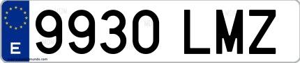 Ejemplo de matrícula española 9930 LMZ