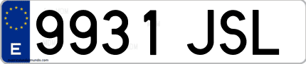 Ejemplo de matrícula de coche ordinaria 9931 JSL