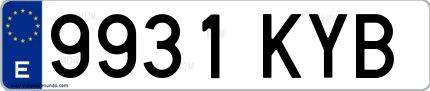 Ejemplo de matrícula de coche ordinaria 9931 KYB