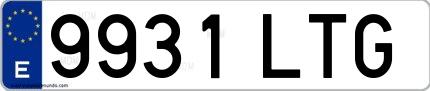 Ejemplo de matrícula española 9931 LTG