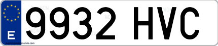 Ejemplo de matrícula de coche ordinaria 9932 HVC
