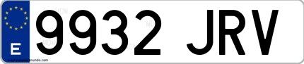 Ejemplo de matrícula de coche ordinaria 9932 JRV