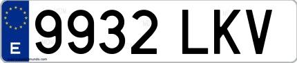Ejemplo de matrícula española 9932 LKV