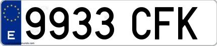 Ejemplo de matrícula española 9933 CFK