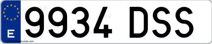 Ejemplo de matrícula española 9934 DSS