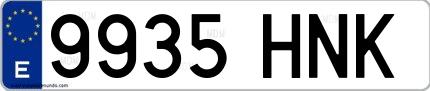 Ejemplo de matrícula española 9935 HNK