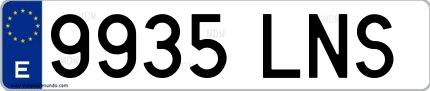 Ejemplo de matrícula española 9935 LNS