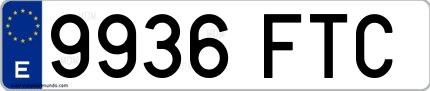 Ejemplo de matrícula española 9936 FTC
