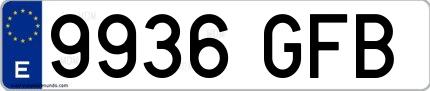 Ejemplo de matrícula española 9936 GFB