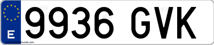 Ejemplo de matrícula de coche ordinaria 9936 GVK