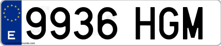 Ejemplo de matrícula de coche ordinaria 9936 HGM