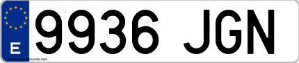Ejemplo de matrícula de coche ordinaria 9936 JGN