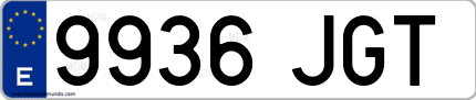 Ejemplo de matrícula de coche ordinaria 9936 JGT