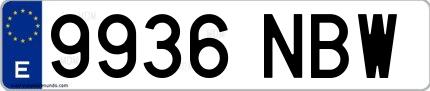 Ejemplo de matrícula española 9936 NBW